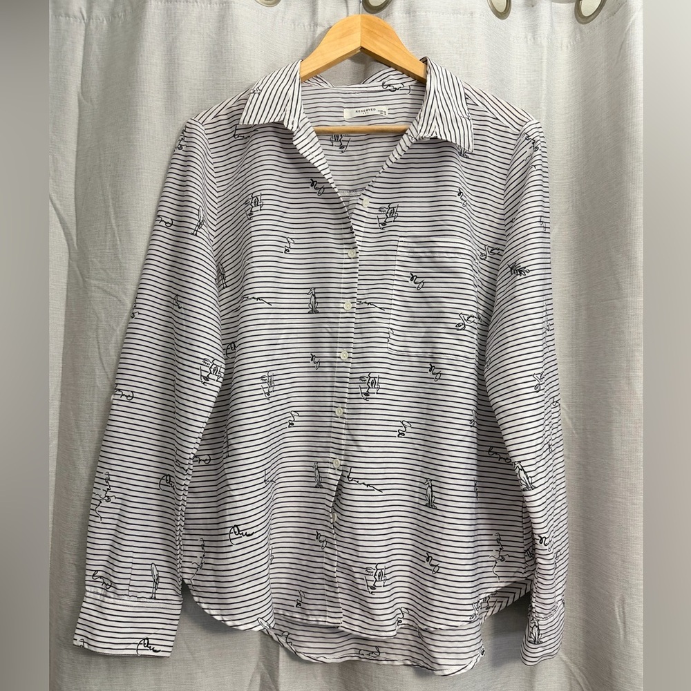 Reserved Black and White Striped Men's Shirt